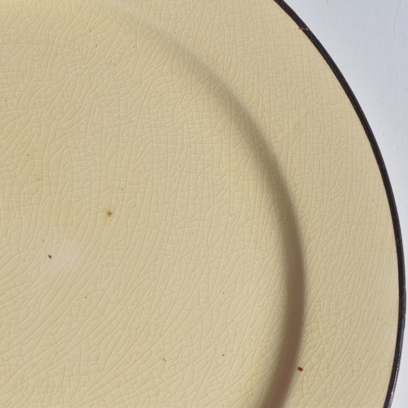 ヴィンテージデザートプレート クレイユモントロー イェロー＆ブラウンライン D