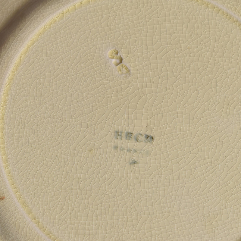 ヴィンテージデザートプレート クレイユモントロー イェロー＆ブラウンライン D