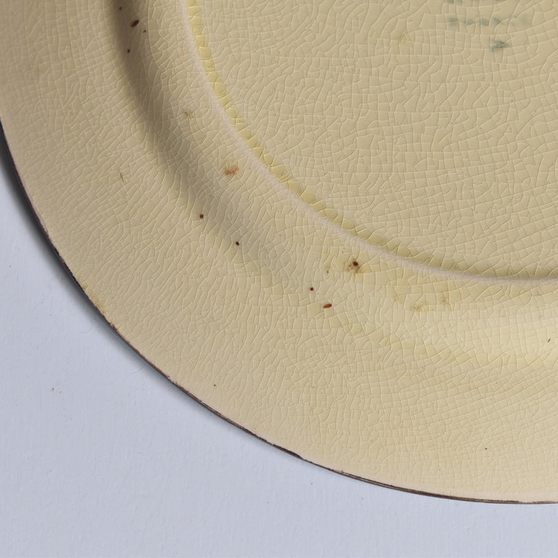 ヴィンテージデザートプレート クレイユモントロー イェロー＆ブラウンライン D