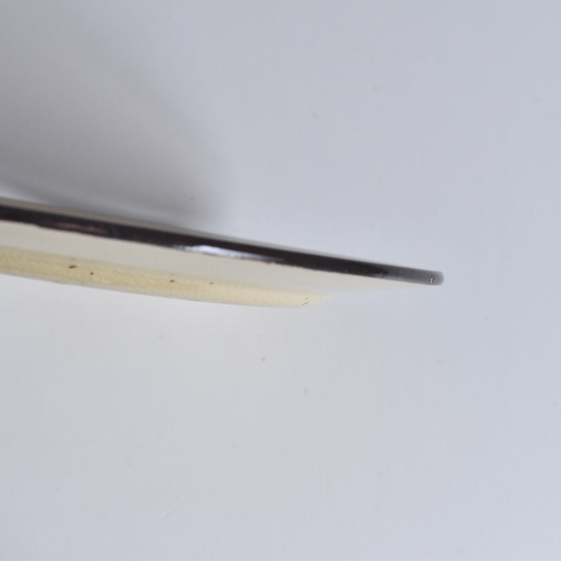 ヴィンテージデザートプレート クレイユモントロー イェロー＆ブラウンライン D