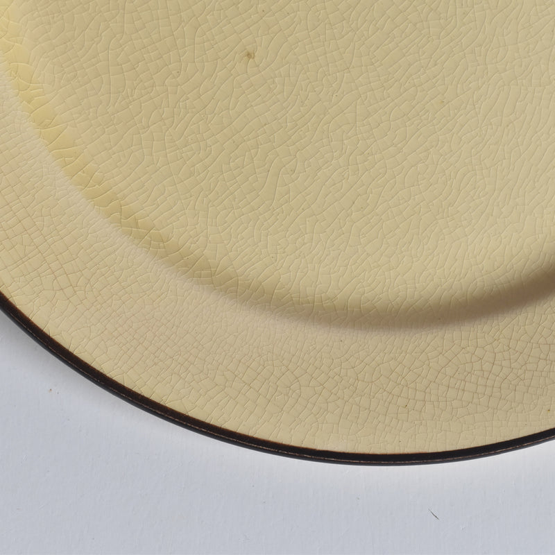 ヴィンテージデザートプレート クレイユモントロー イェロー＆ブラウンライン E