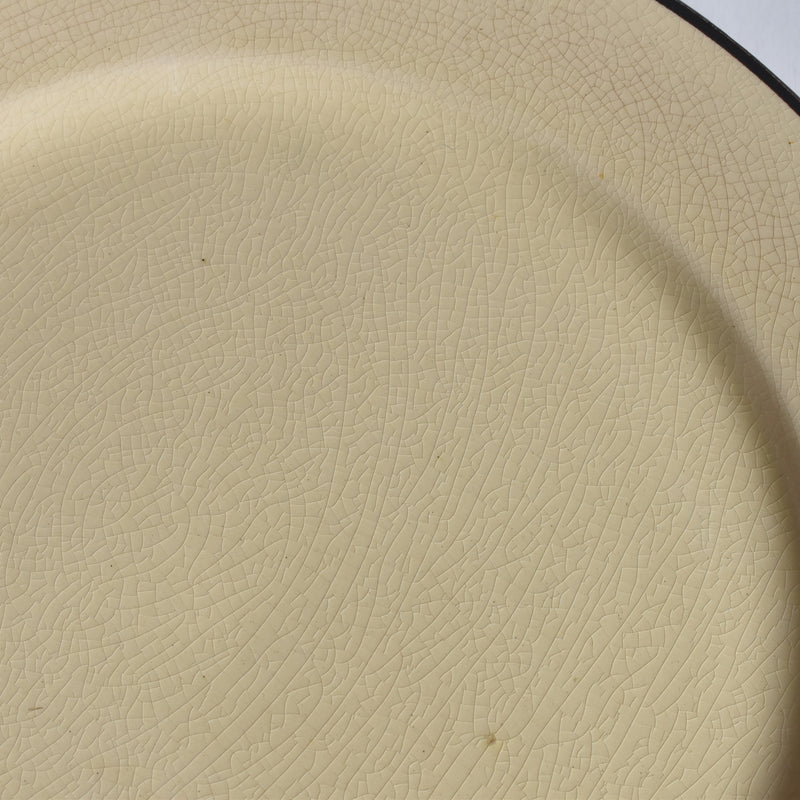 ヴィンテージデザートプレート クレイユモントロー イェロー＆ブラウンライン E