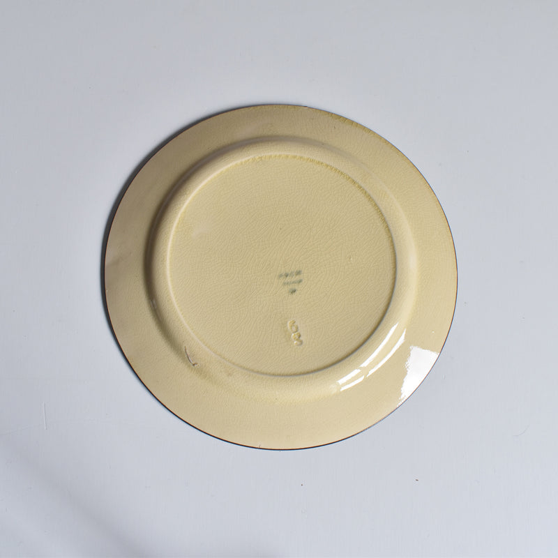 ヴィンテージデザートプレート クレイユモントロー イェロー＆ブラウンライン E