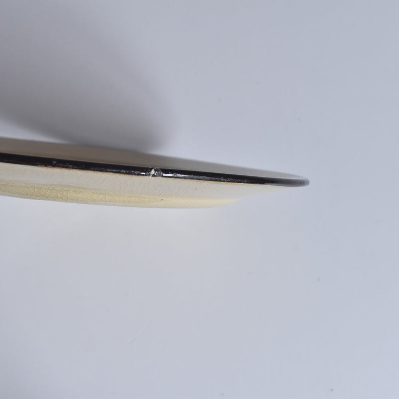 ヴィンテージデザートプレート クレイユモントロー イェロー＆ブラウンライン E