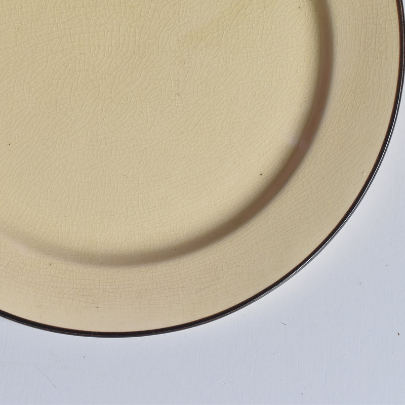 ヴィンテージデザートプレート クレイユモントロー イェロー＆ブラウンライン E