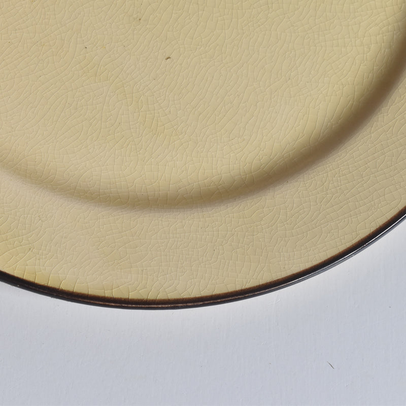 ヴィンテージデザートプレート クレイユモントロー イェロー＆ブラウンライン F