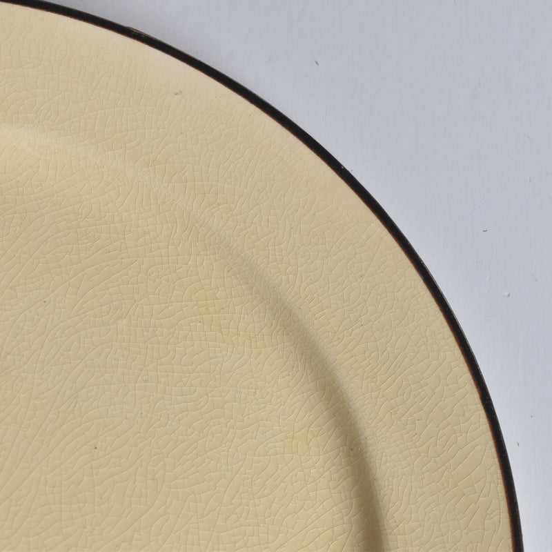 ヴィンテージデザートプレート クレイユモントロー イェロー＆ブラウンライン F