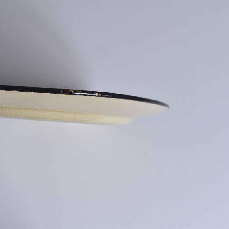 ヴィンテージデザートプレート クレイユモントロー イェロー＆ブラウンライン F