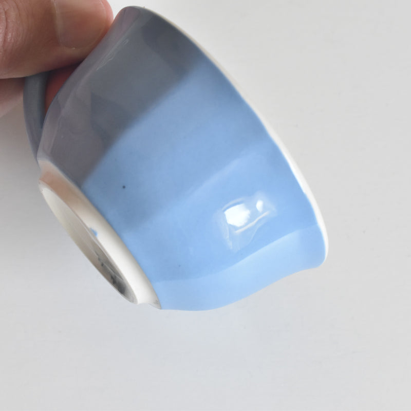 Vintage Coffee Cup Digoin & Sarreguemines Decagon Blue B