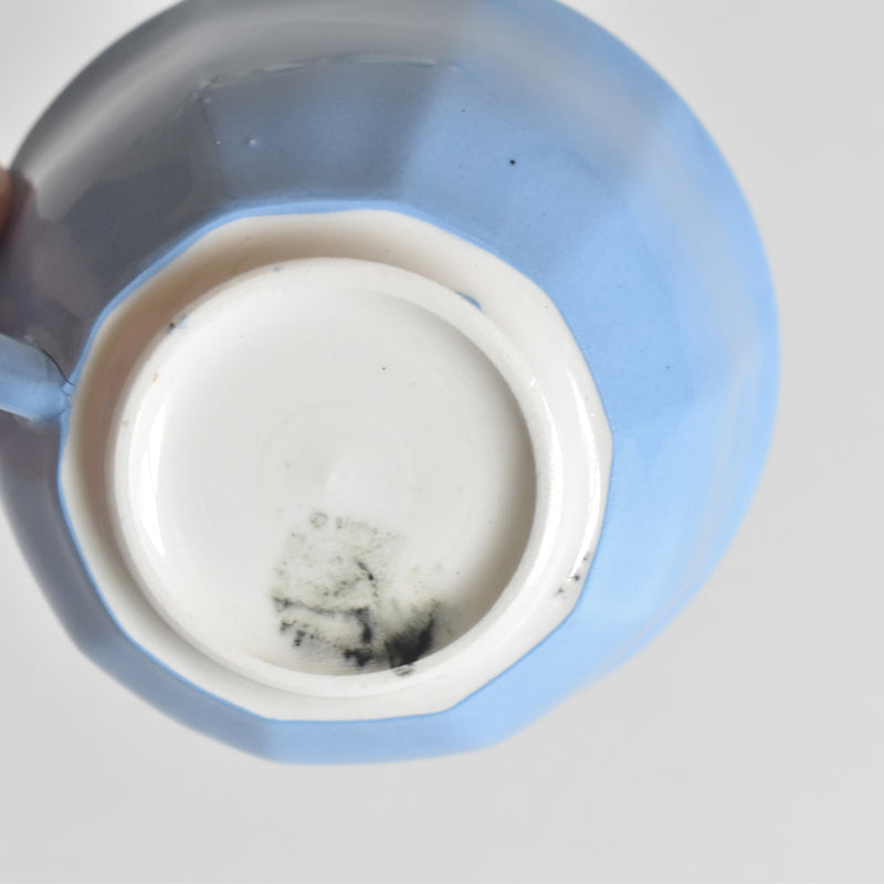 Vintage Coffee Cup Digoin & Sarreguemines Decagon Blue B