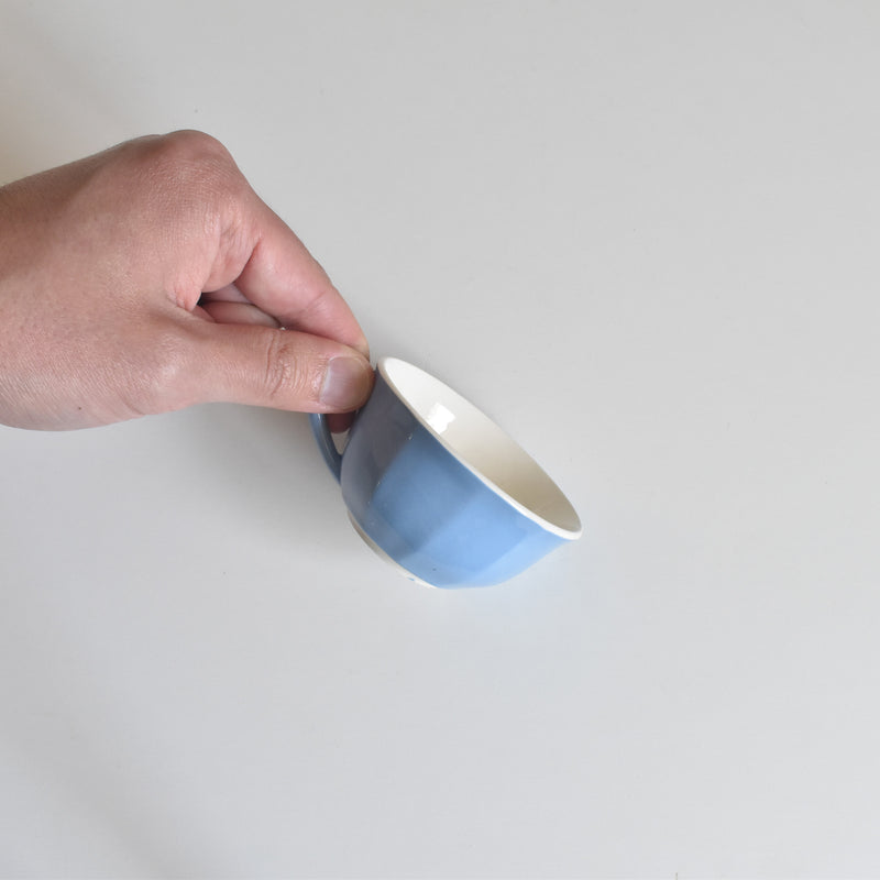 Vintage Coffee Cup Digoin & Sarreguemines Decagon Blue B