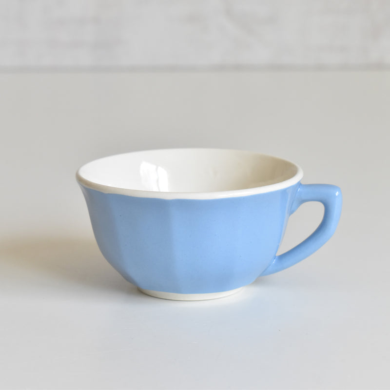 Vintage Coffee Cup Digoin & Sarreguemines Decagon Blue B