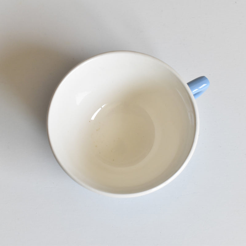 Vintage Coffee Cup Digoin & Sarreguemines Decagon Blue B