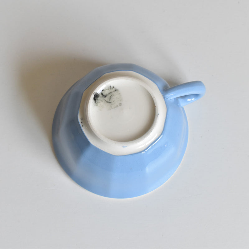 Vintage Coffee Cup Digoin & Sarreguemines Decagon Blue B