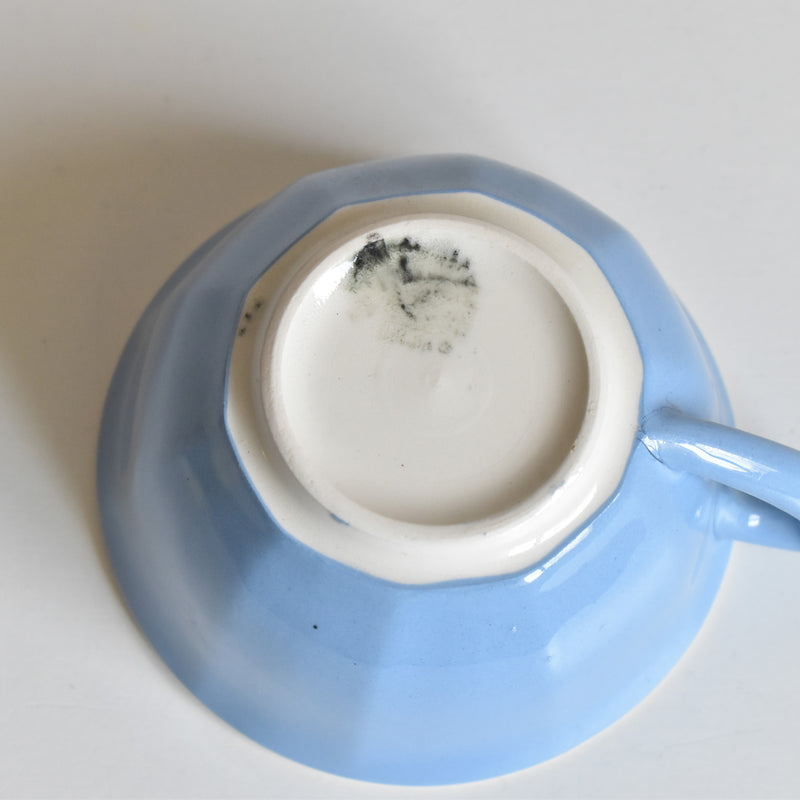 Vintage Coffee Cup Digoin & Sarreguemines Decagon Blue B