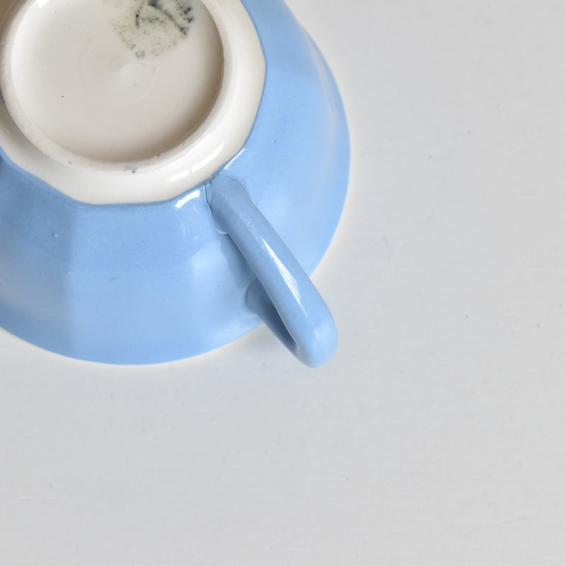 Vintage Coffee Cup Digoin & Sarreguemines Decagon Blue B