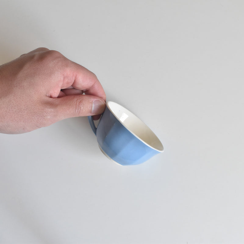 Vintage Coffee Cup Digoin & Sarreguemines Decagon Blue C