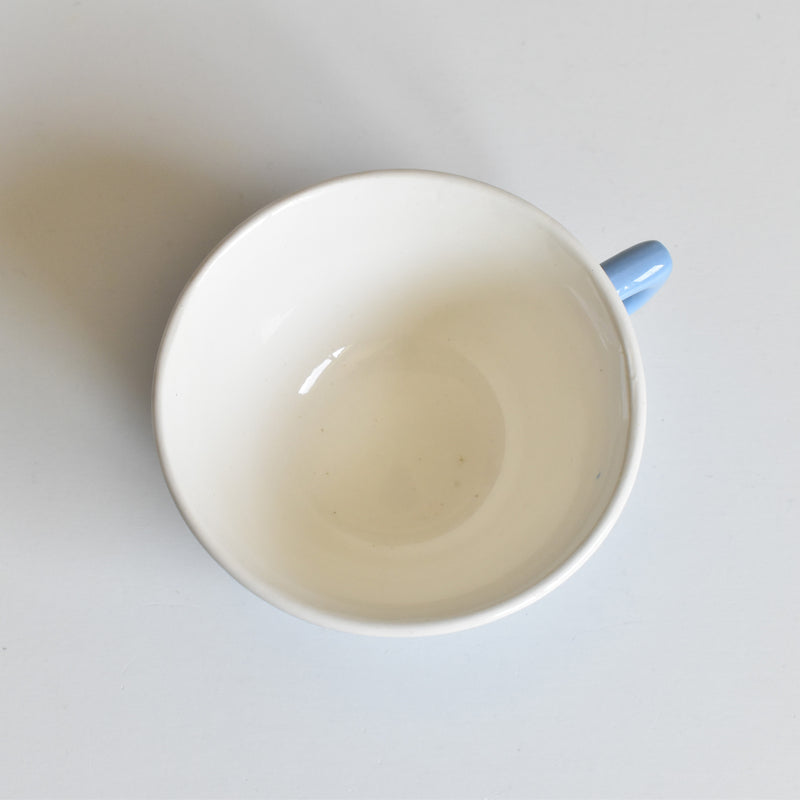 Vintage Coffee Cup Digoin & Sarreguemines Decagon Blue C
