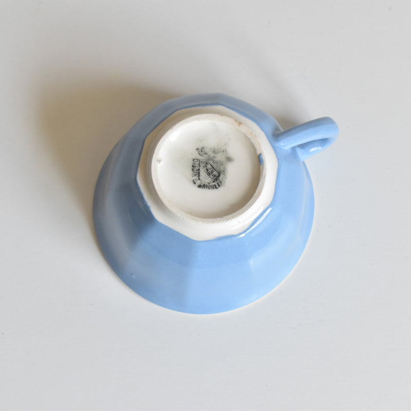 Vintage Coffee Cup Digoin & Sarreguemines Decagon Blue C