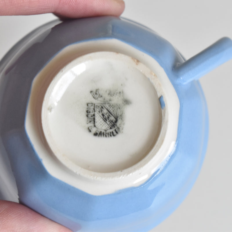 Vintage Coffee Cup Digoin & Sarreguemines Decagon Blue C