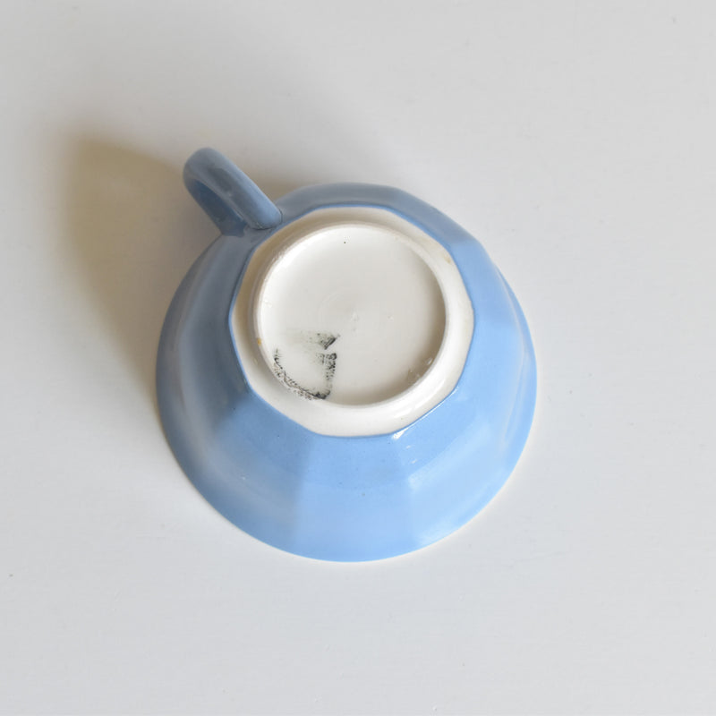 Vintage Coffee Cup, Digoin & Sarreguemines, Décagon, Blue D