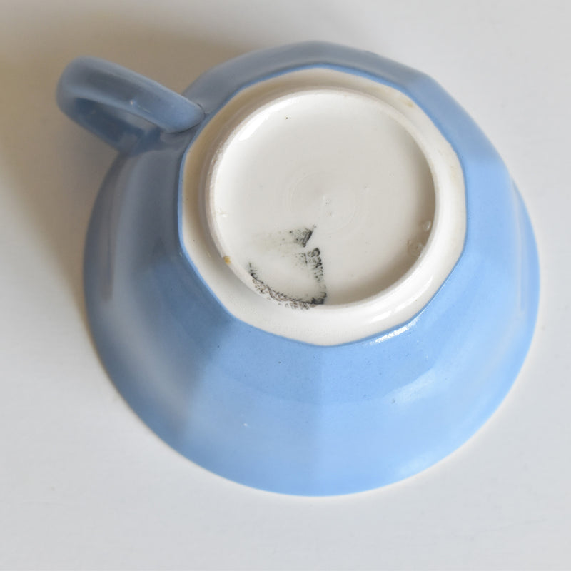 Vintage Coffee Cup, Digoin & Sarreguemines, Décagon, Blue D