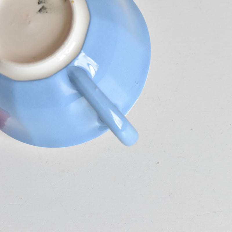 Vintage Coffee Cup, Digoin & Sarreguemines, Décagon, Blue D