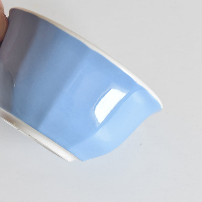 Vintage Coffee Cup Digoin & Sarreguemines Decagon Blue E