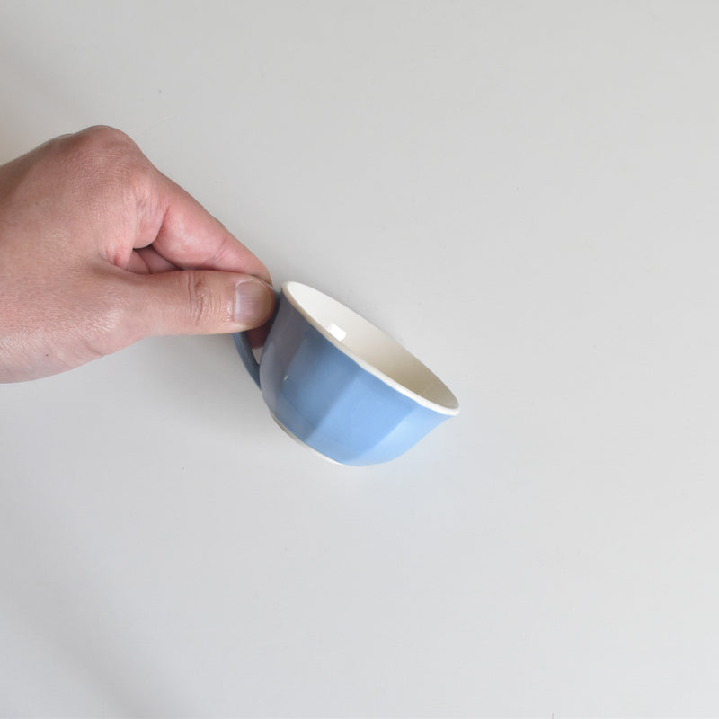 Vintage Coffee Cup Digoin & Sarreguemines Decagon Blue E