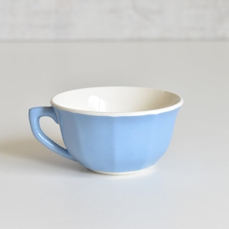 Vintage Coffee Cup Digoin & Sarreguemines Decagon Blue E