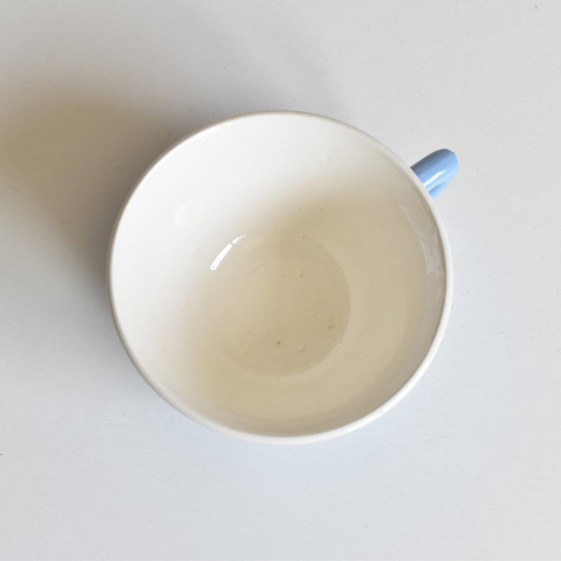 Vintage Coffee Cup Digoin & Sarreguemines Decagon Blue E