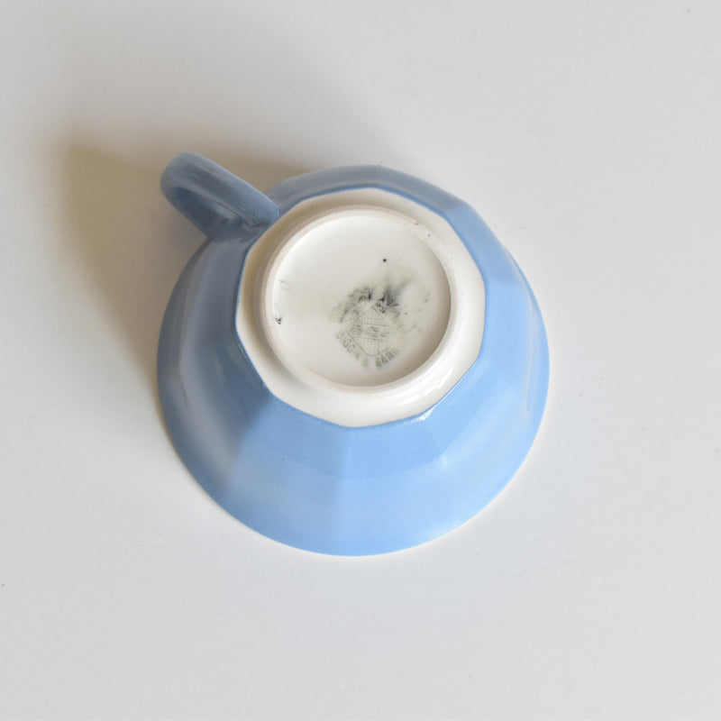 Vintage Coffee Cup Digoin & Sarreguemines Decagon Blue E