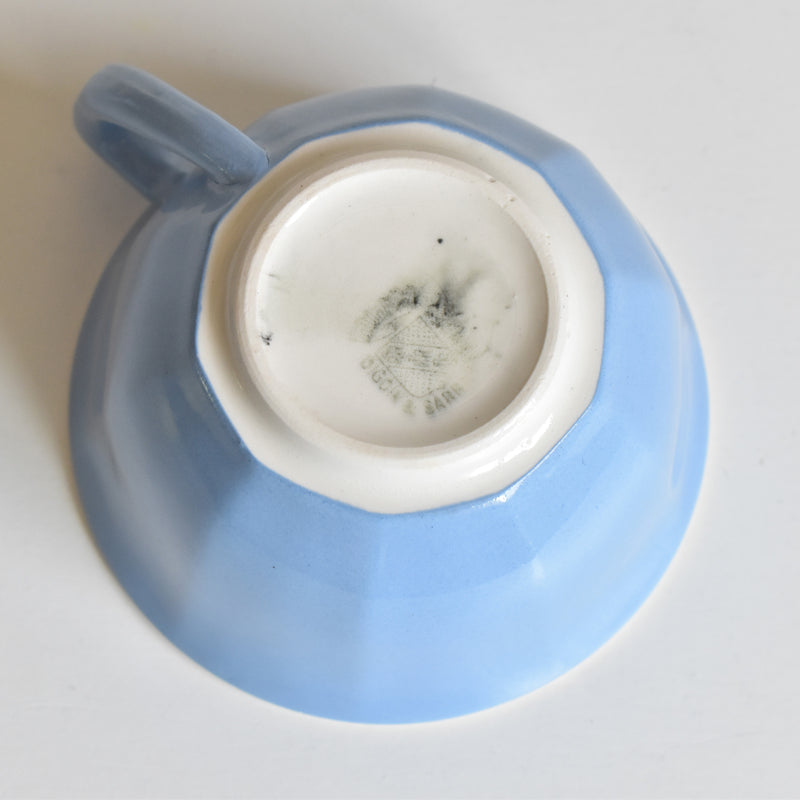 Vintage Coffee Cup Digoin & Sarreguemines Decagon Blue E