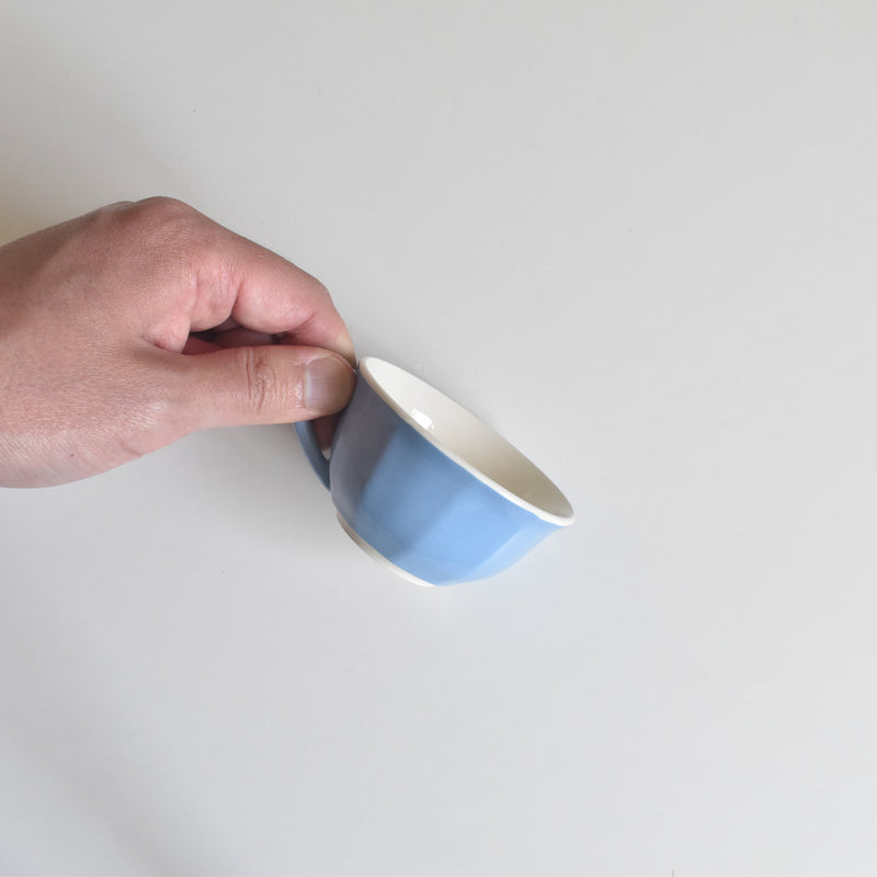 Vintage Coffee Cup Digoin & Sarreguemines Decagon Blue F