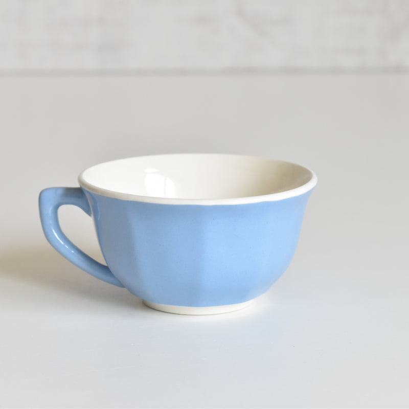 Vintage Coffee Cup Digoin & Sarreguemines Decagon Blue F