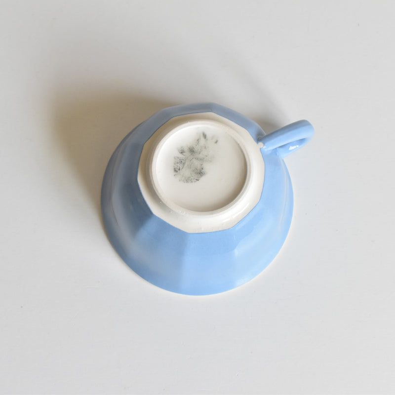 Vintage Coffee Cup Digoin & Sarreguemines Decagon Blue F