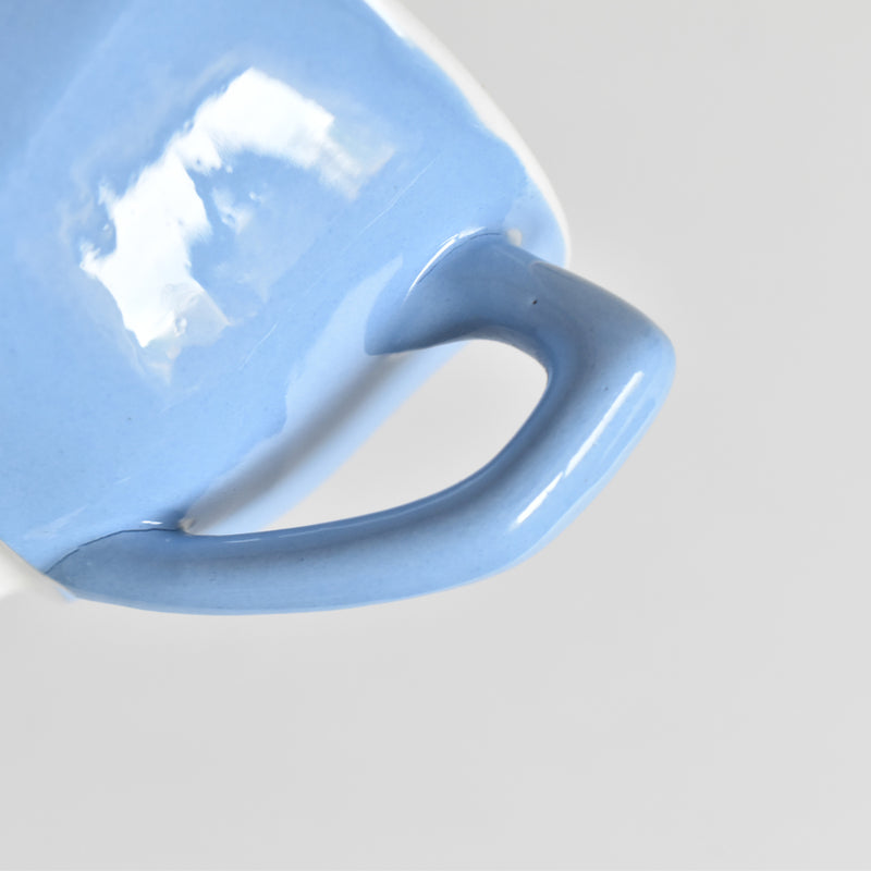Vintage Coffee Cup Digoin & Sarreguemines Decagon Blue F