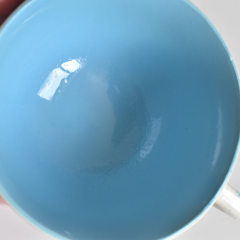 Vintage Coffee Cup Digoin & Sarreguemines Decagon Blue
