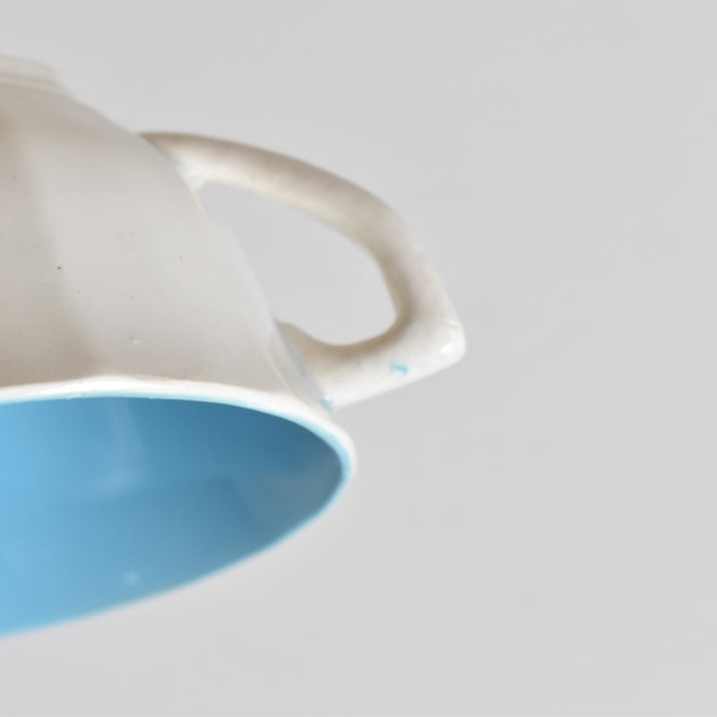 Vintage Coffee Cup Digoin & Sarreguemines Decagon Blue