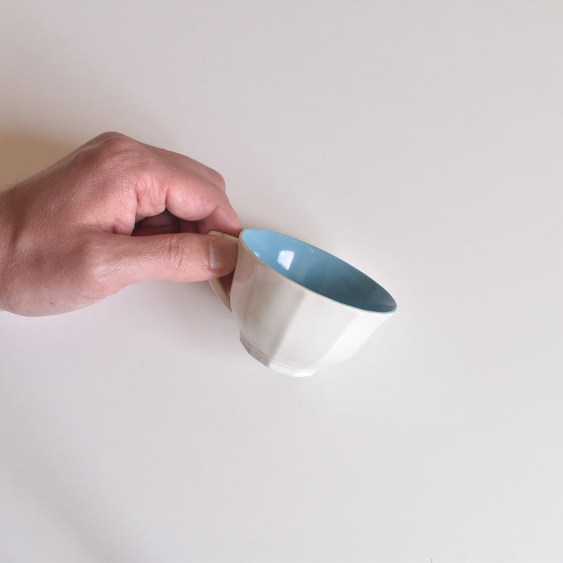 Vintage Coffee Cup Digoin & Sarreguemines Decagon Blue