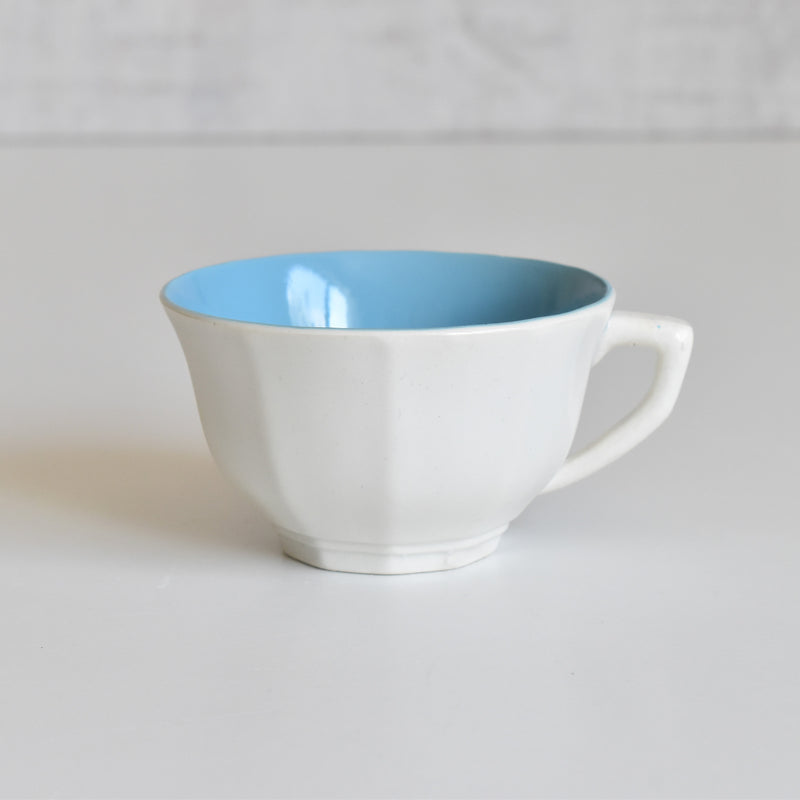 Vintage Coffee Cup Digoin & Sarreguemines Decagon Blue