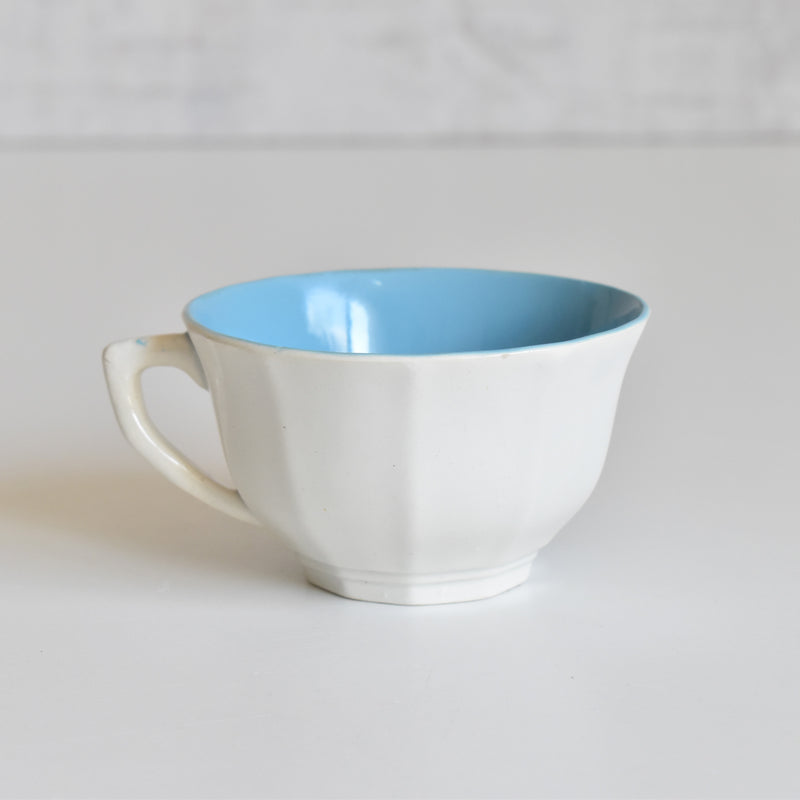 Vintage Coffee Cup Digoin & Sarreguemines Decagon Blue