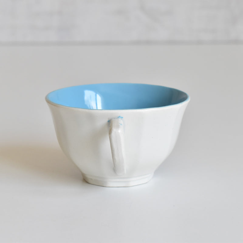 Vintage Coffee Cup Digoin & Sarreguemines Decagon Blue