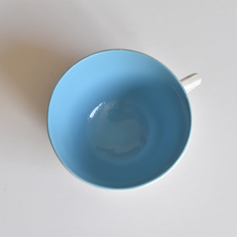 Vintage Coffee Cup Digoin & Sarreguemines Decagon Blue