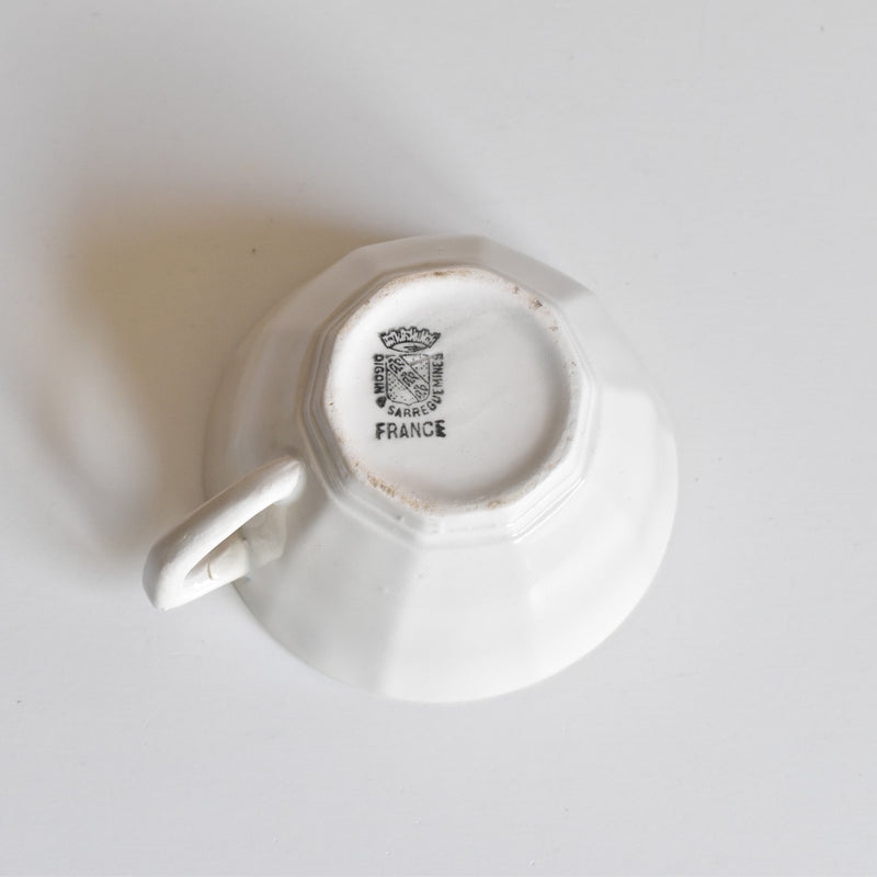 Vintage Coffee Cup Digoin & Sarreguemines Decagon Blue