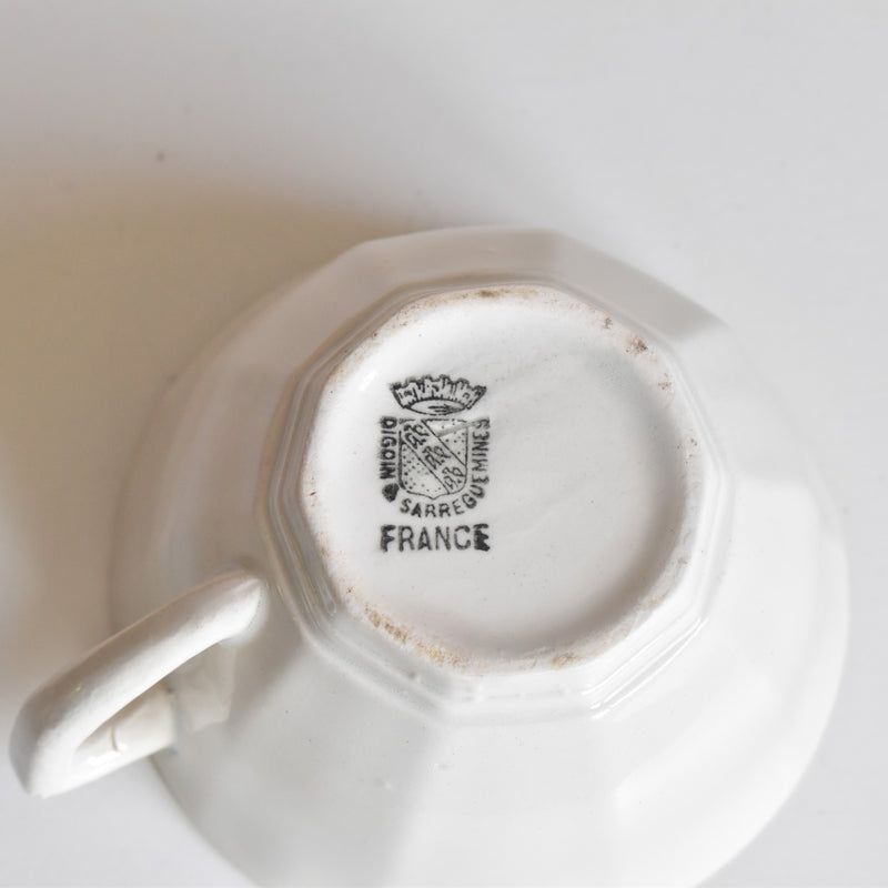 Vintage Coffee Cup Digoin & Sarreguemines Decagon Blue