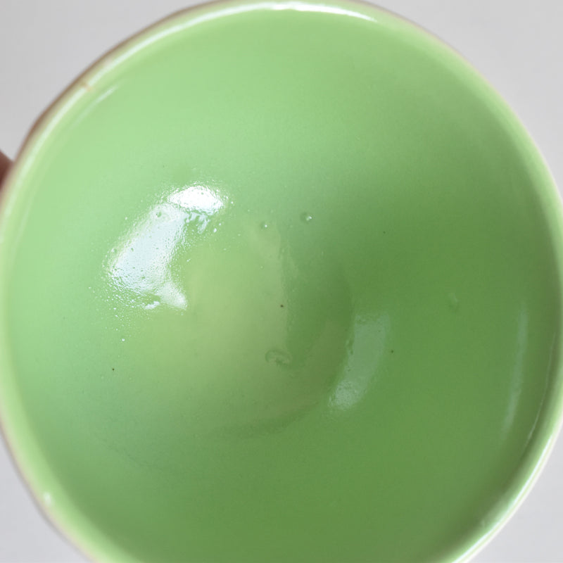 Vintage Coffee Cup, Digoin & Sarreguemines, Octagonal, Green