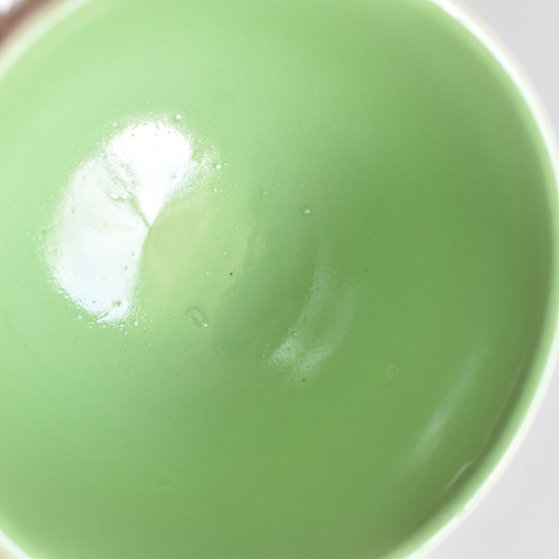 Vintage Coffee Cup, Digoin & Sarreguemines, Octagonal, Green