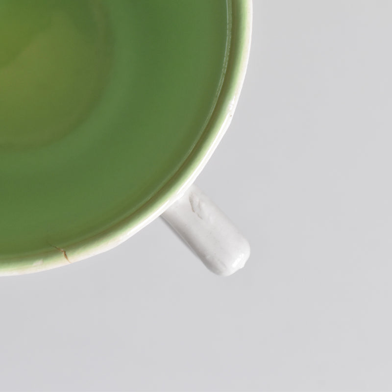 Vintage Coffee Cup, Digoin & Sarreguemines, Octagonal, Green