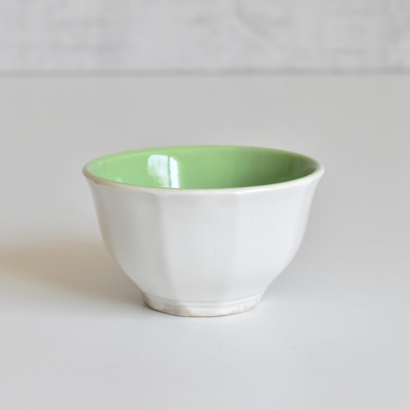 Vintage Coffee Cup, Digoin & Sarreguemines, Octagonal, Green